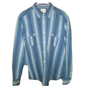 Tommy Bahama Shirt Long Sleeve Button Front 100% Cotton Blue Pinstripe